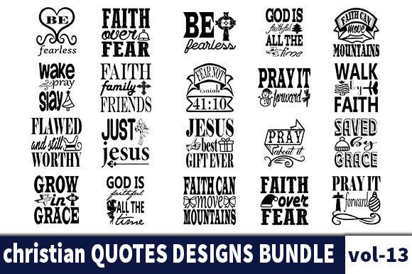 20 Christian Quotes Graphics Bundle for Faith Crafts