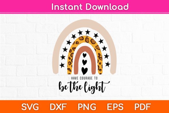 Be the Light Boho Rainbow Christian Graphics & Crafts