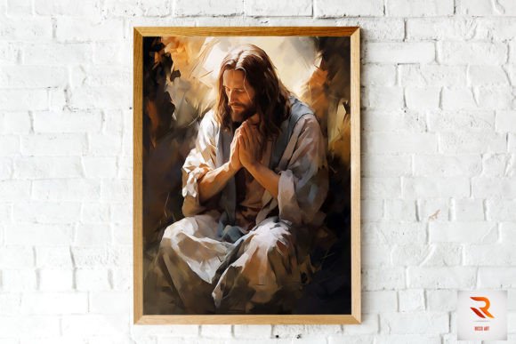 Beautiful Jesus Praying Wall Art Graphics & Backgrounds