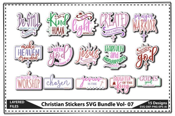 Christian Stickers SVG Bundle Vol- 07: Graphics for Crafts