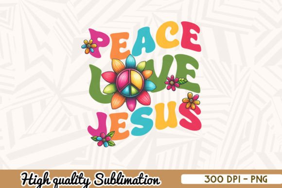 Peace Love Jesus Retro Sunflower Graphics for Crafts